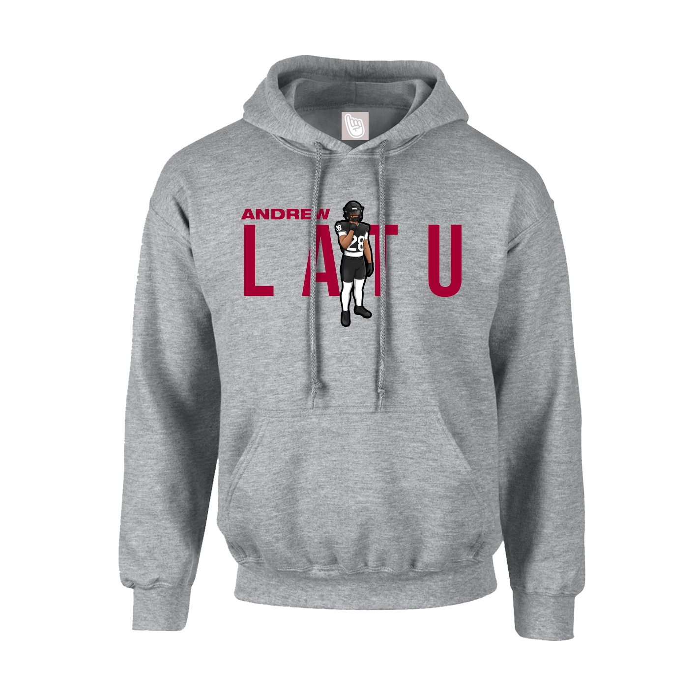 Youth Hoodie — Player Name in Grey