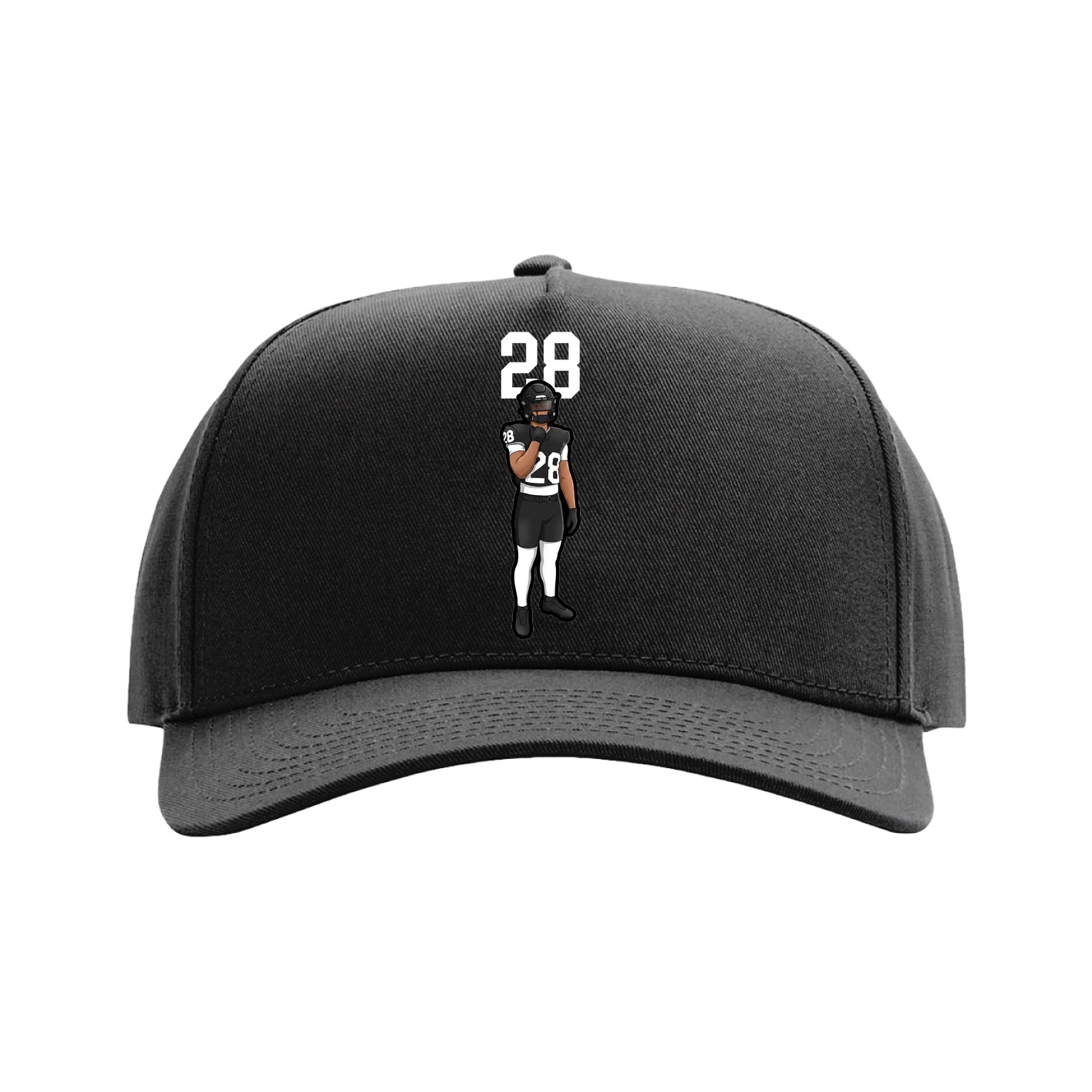 Full Fabric Five-Panel Champ Cap — Number Top in Black