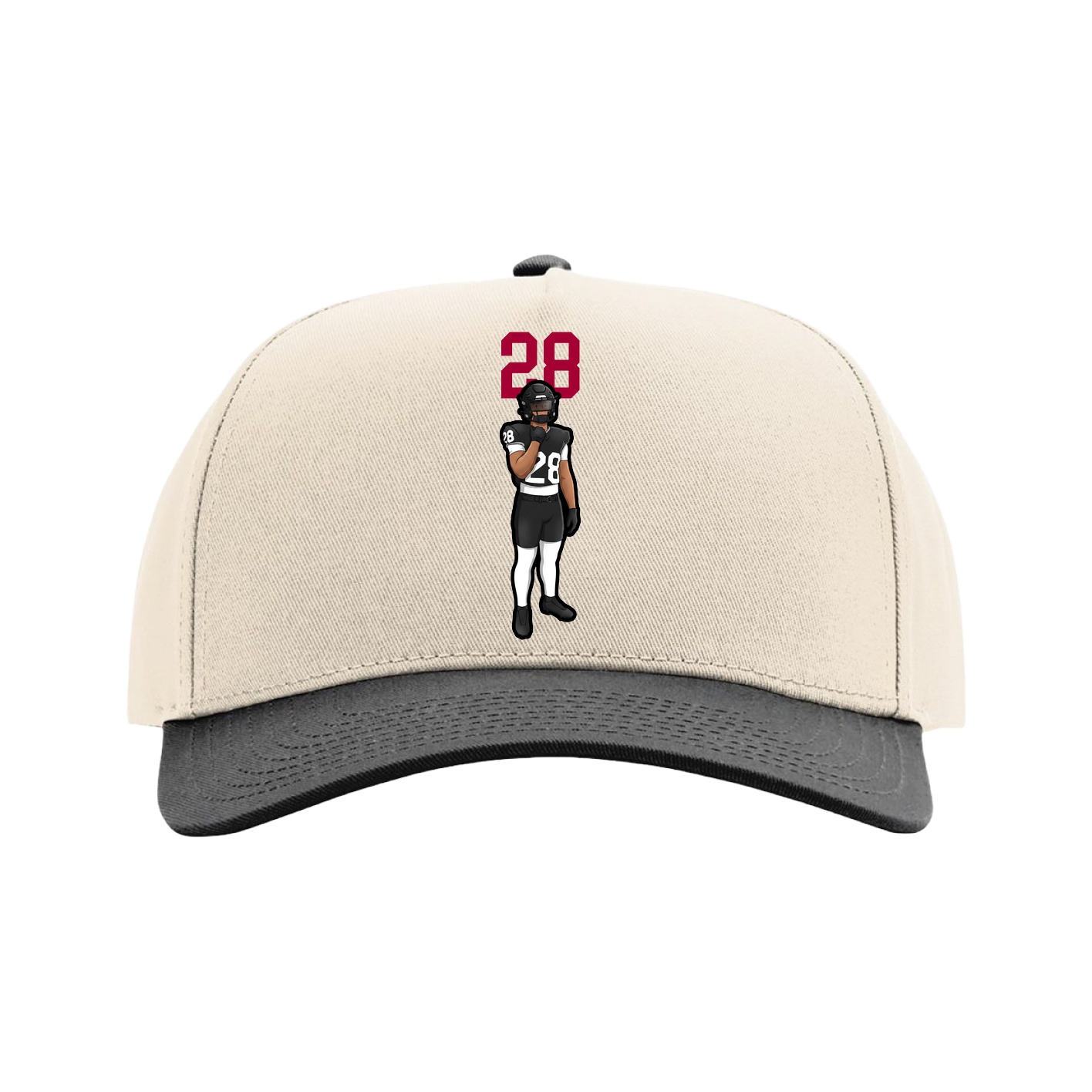 Full Fabric Five-Panel Champ Cap — Number Top in Cream/Black