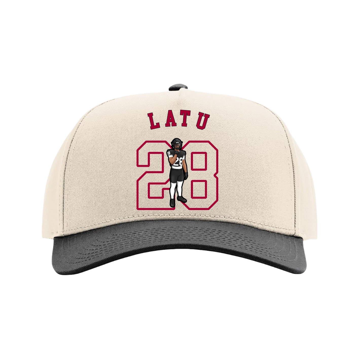 Full Fabric Five-Panel Champ Cap — Shirsey Arch in Cream/Black
