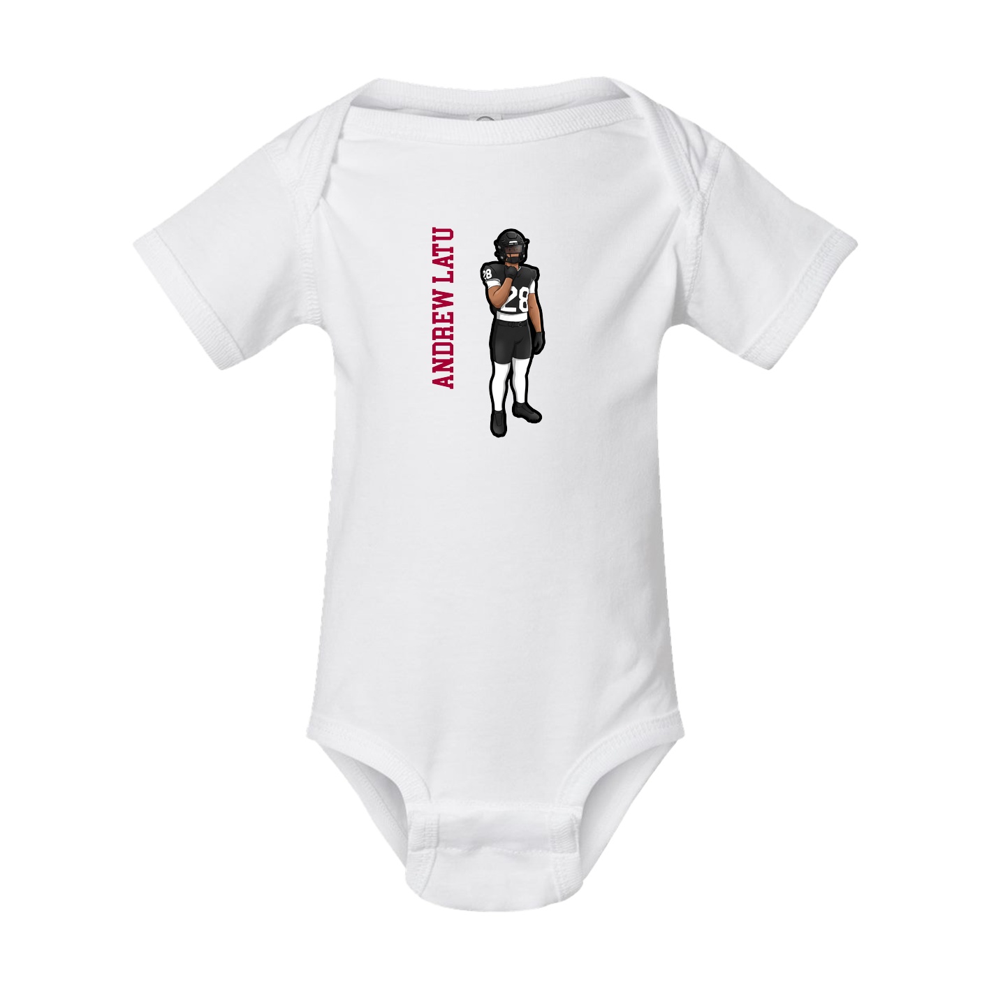 Baby Onesie — Name Vertical in White