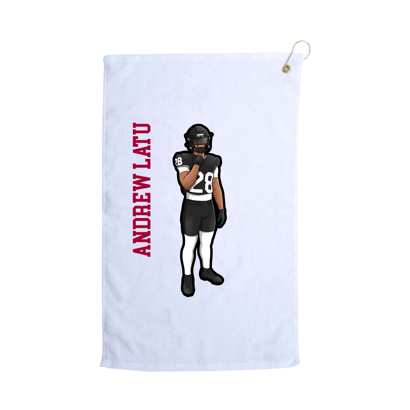 Golf Towel — Name Vertical in White