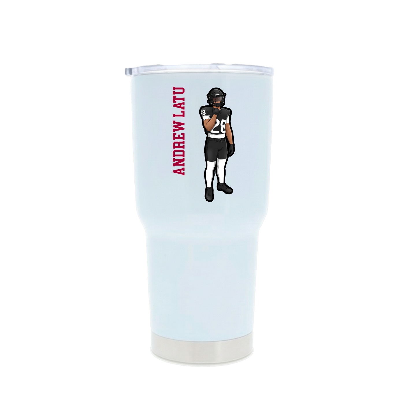 30oz Stainless Steel Tumbler — Name Vertical in White