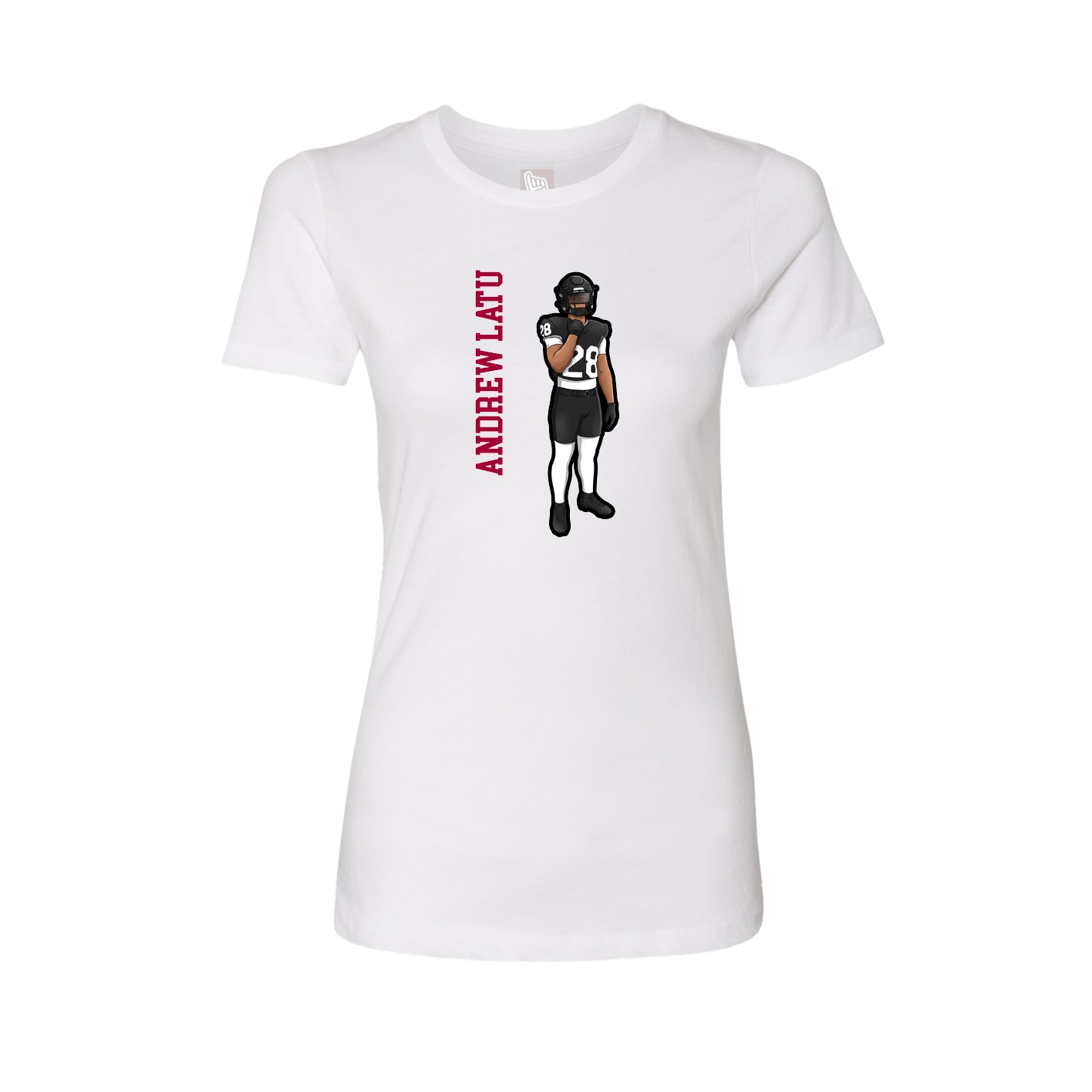Womens Tee — Name Vertical in White