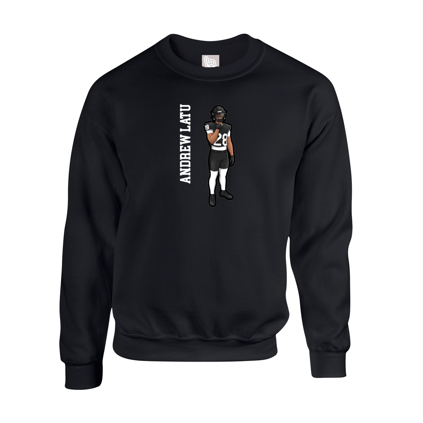 Fleece Crew — Name Vertical in Black