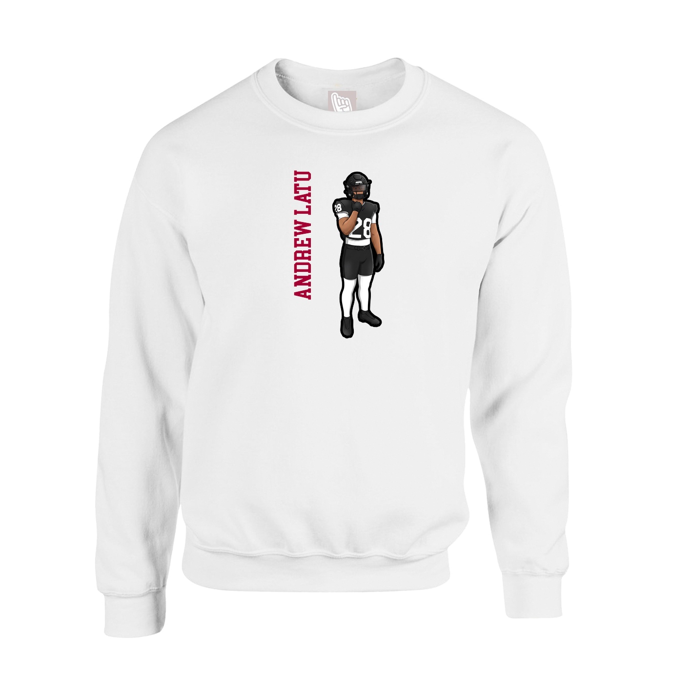 Fleece Crew — Name Vertical in White