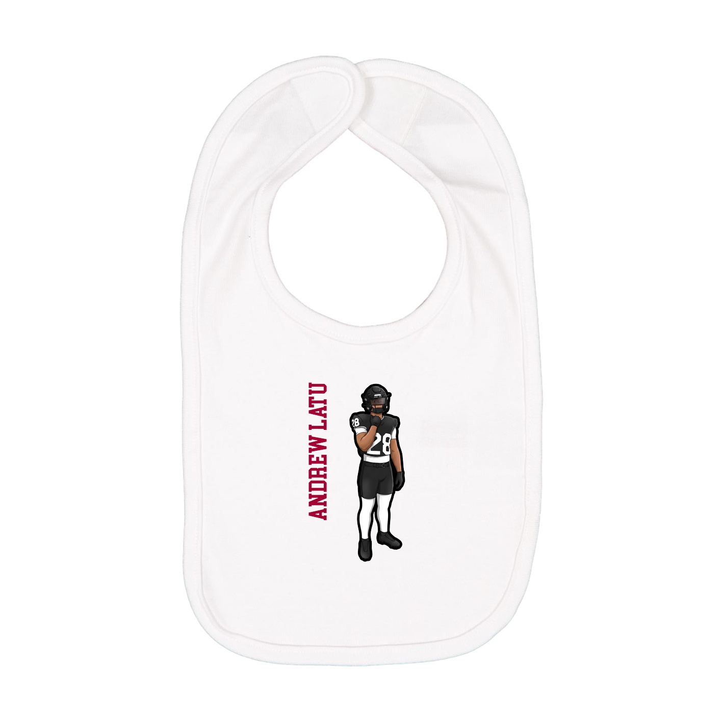 Infant Bib — Name Vertical in White