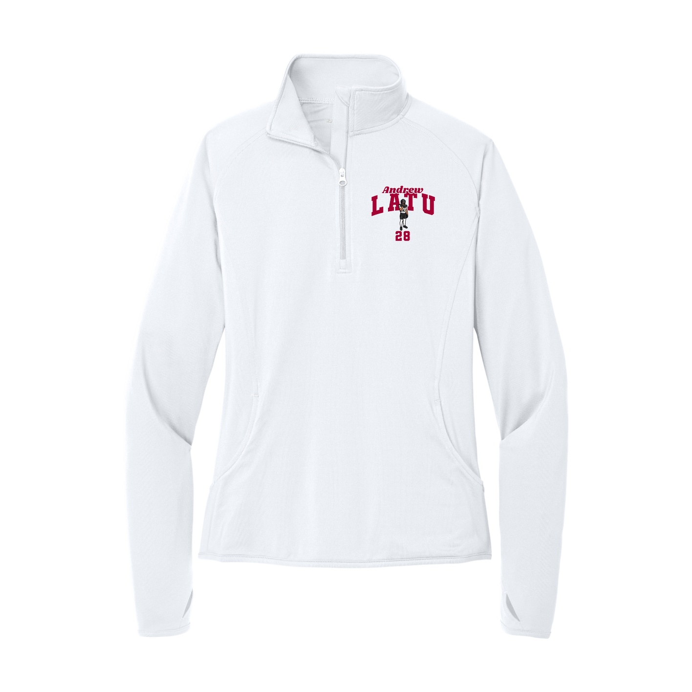 Women's Q-Zip Pullover — Signature Arch in White
