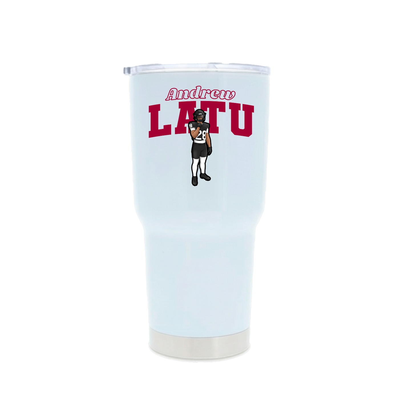 30oz Stainless Steel Tumbler — Name Arch in White