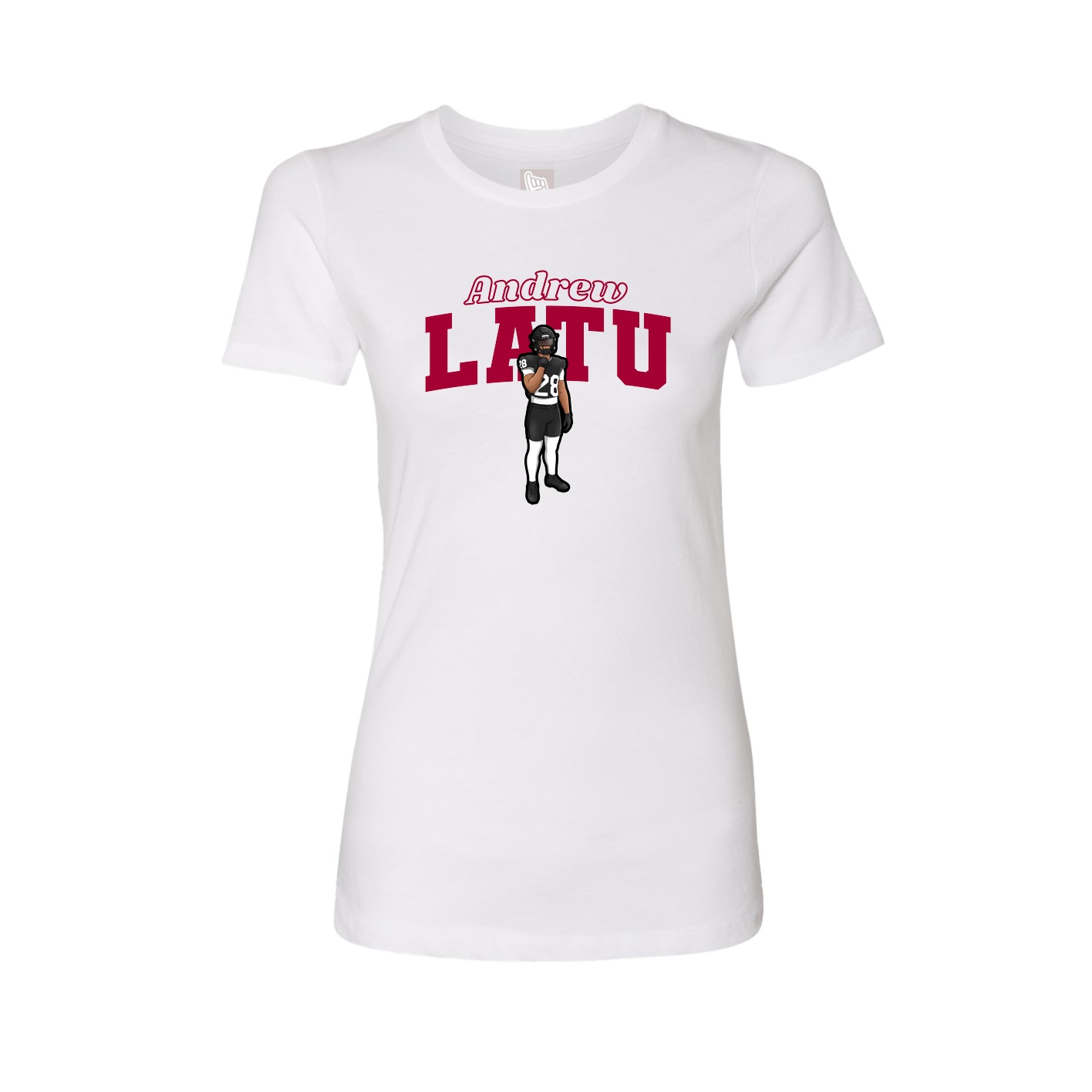 Womens Tee — Name Arch in White