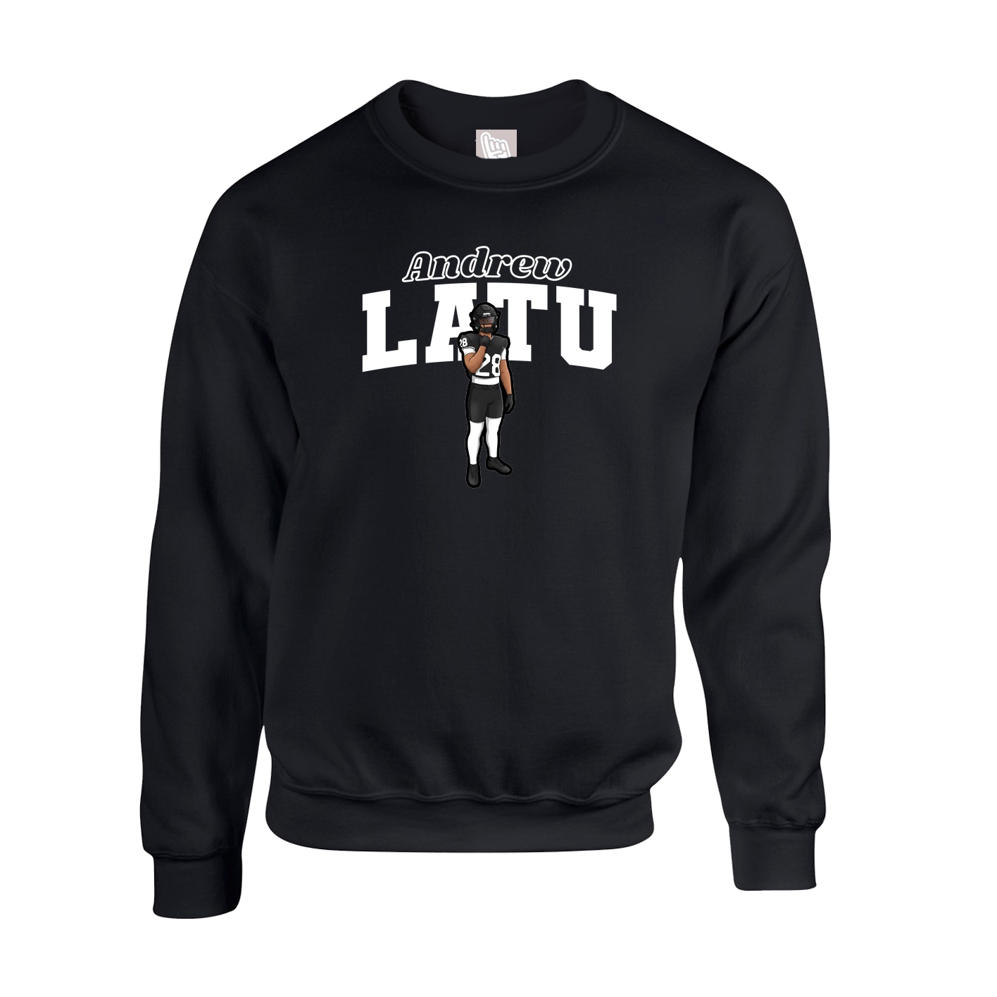 Fleece Crew — Name Arch in Black
