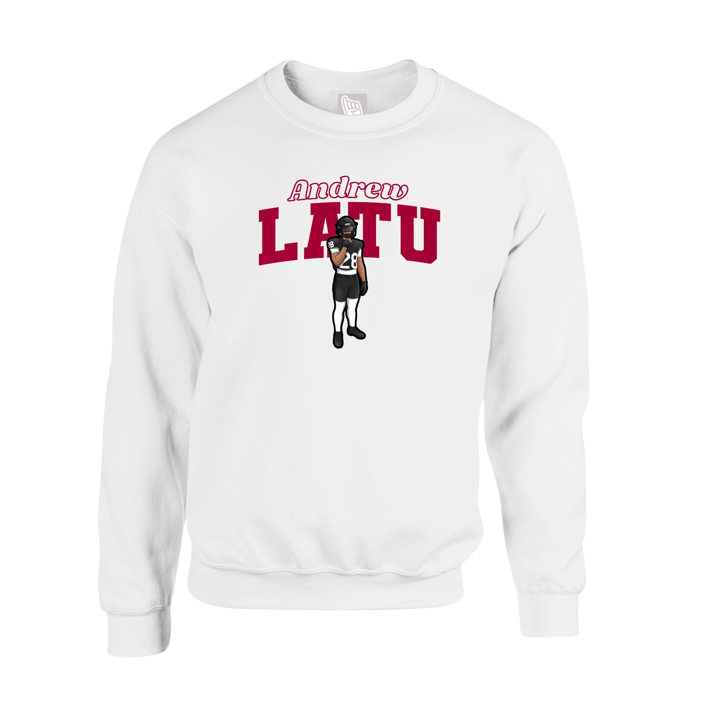 Fleece Crew — Name Arch in White