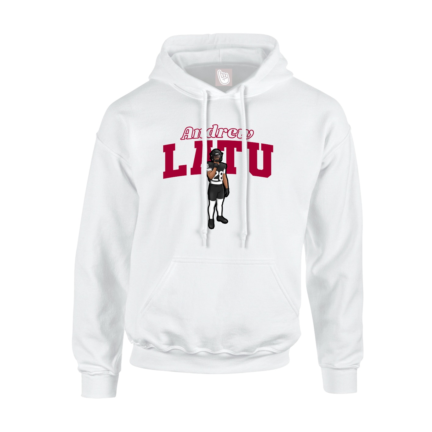 Youth Hoodie — Name Arch in White