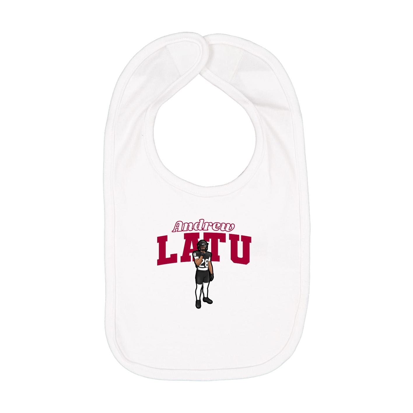 Infant Bib — Name Arch in White