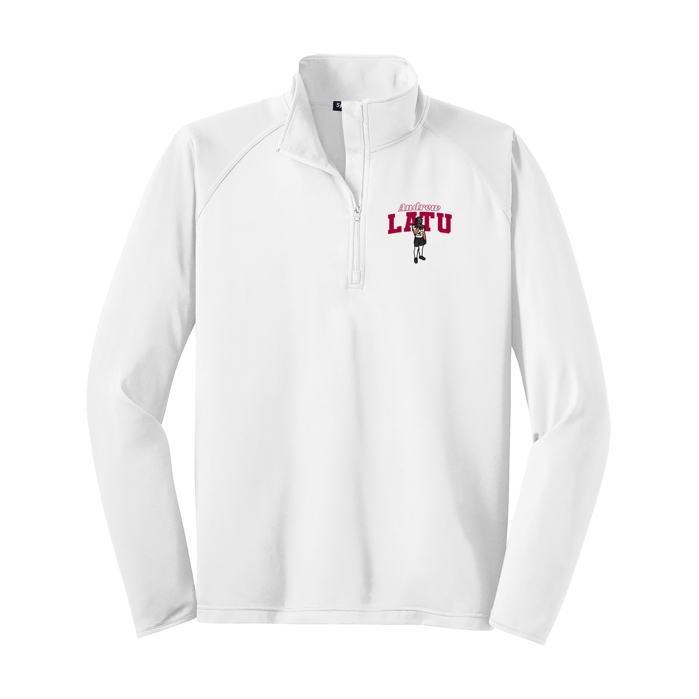 Q-Zip Pullover — Name Arch in White