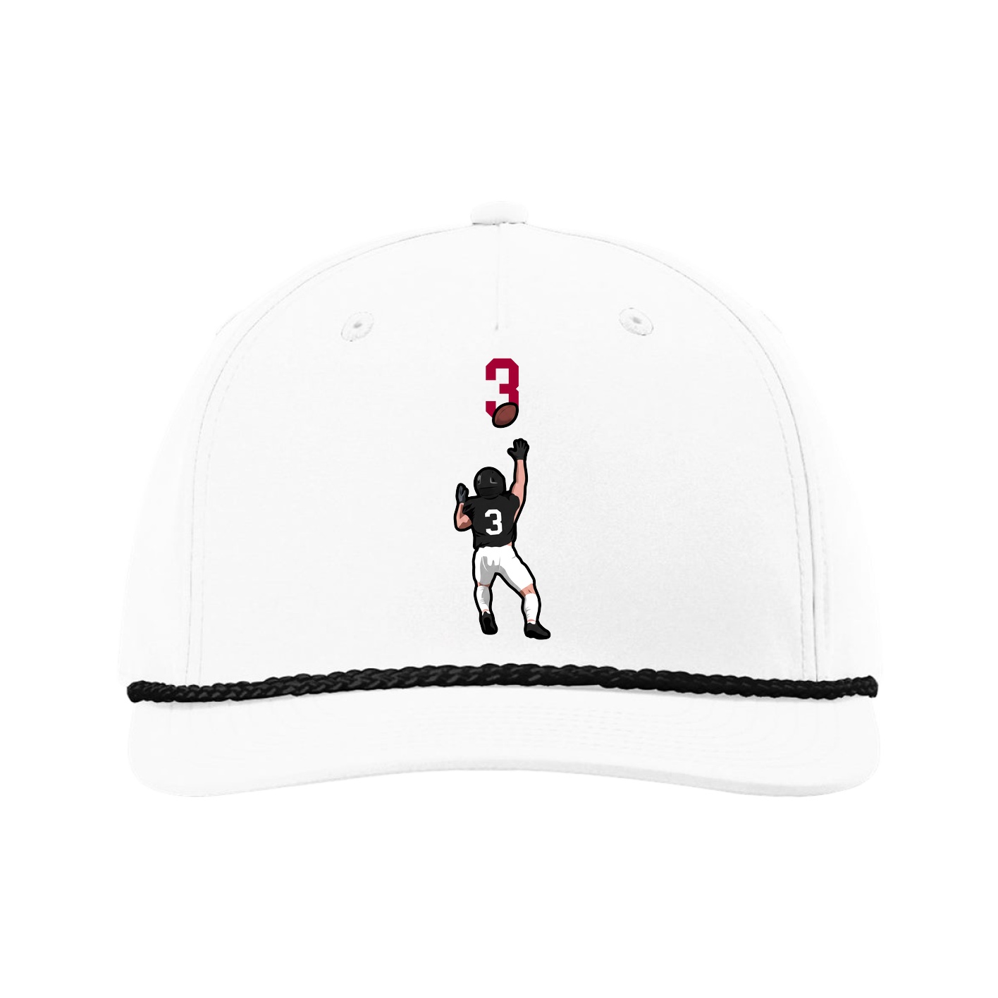 Five-Panel Classic Rope Cap — Number Top in White