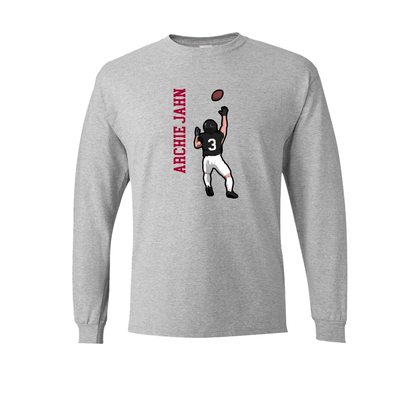 Long Sleeve Tee — Name Vertical in Grey
