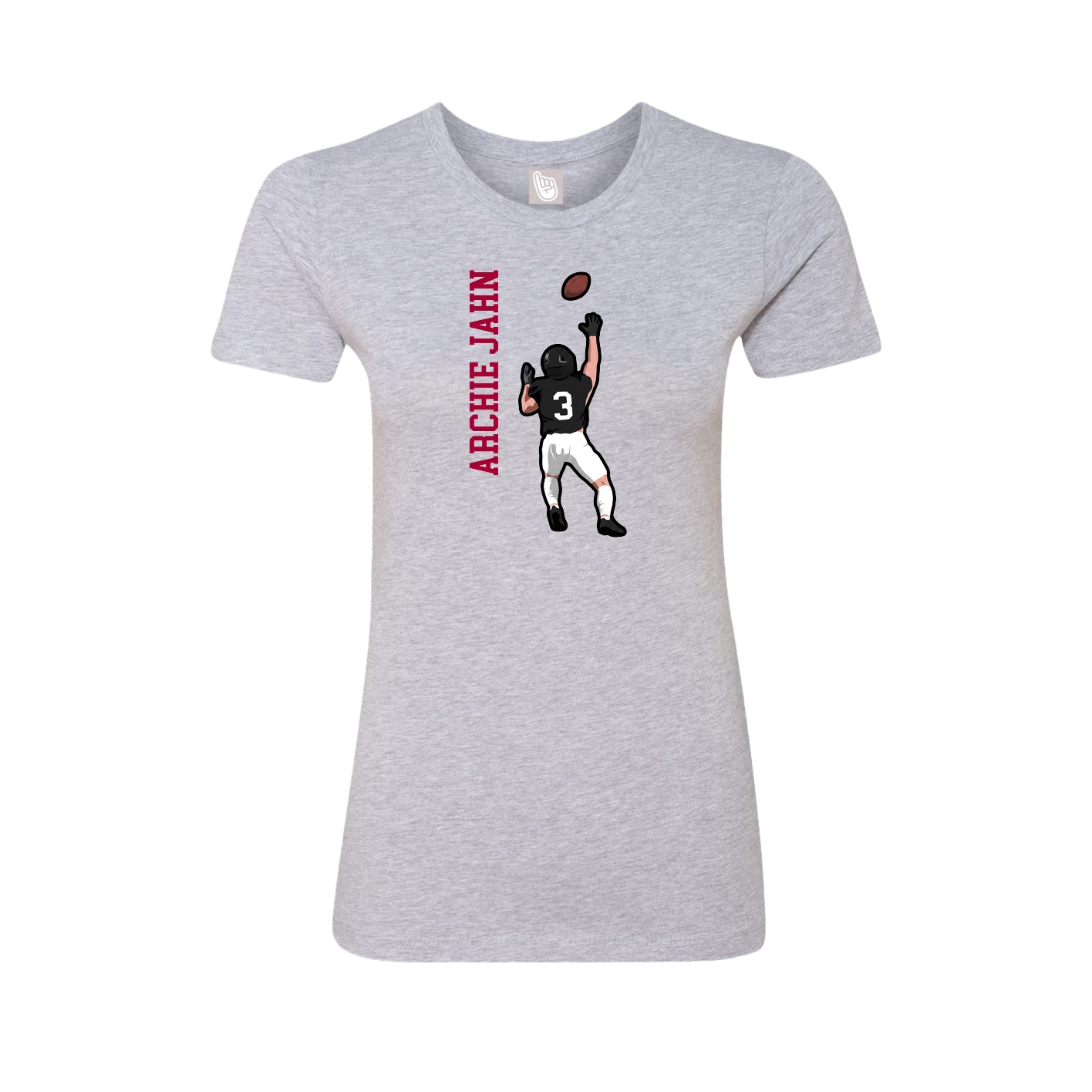 Womens Tee — Name Vertical in Grey