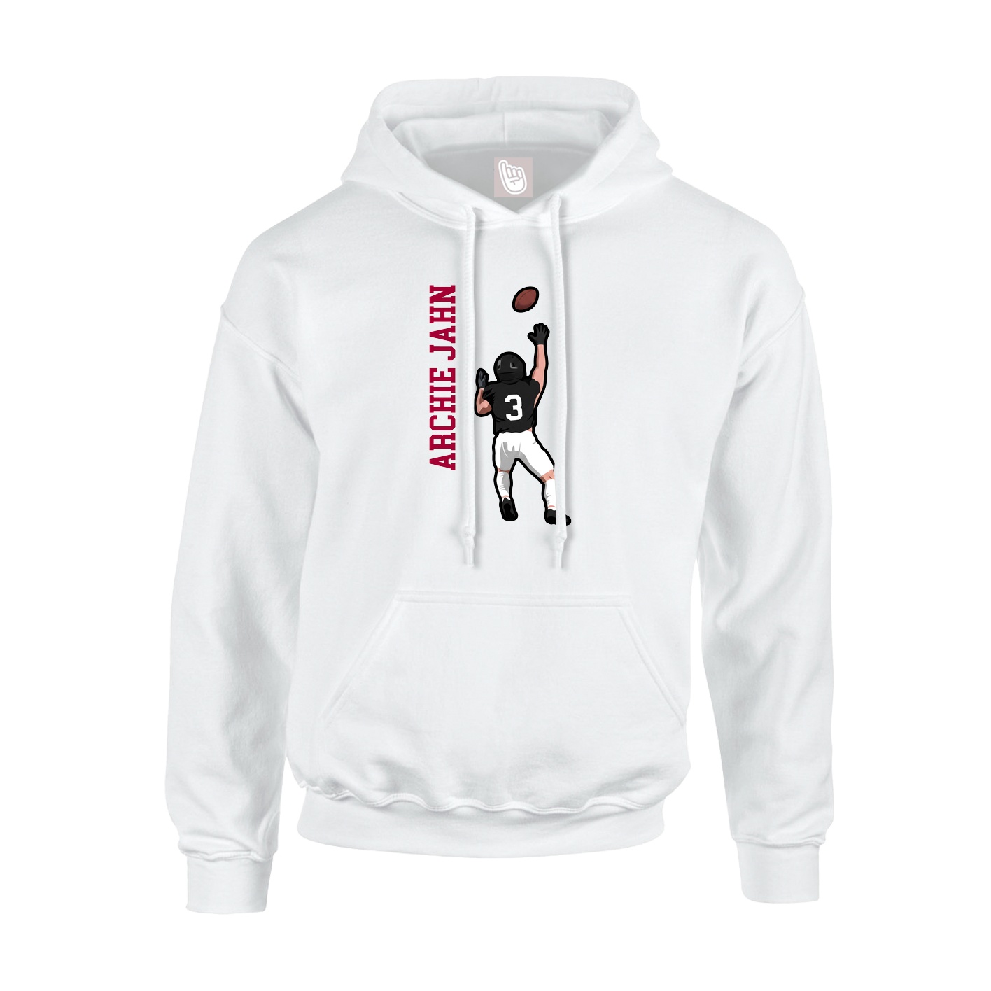 Youth Hoodie — Name Vertical in White