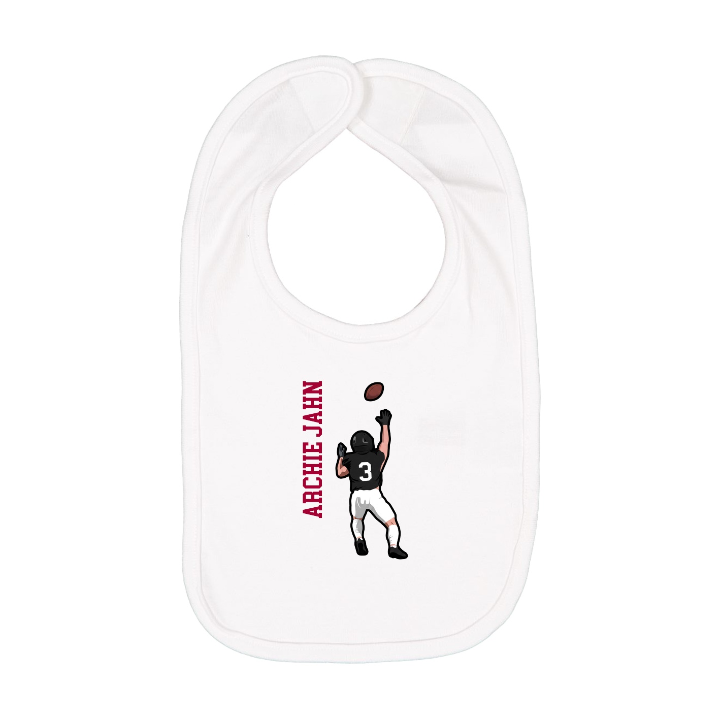 Infant Bib — Name Vertical in White
