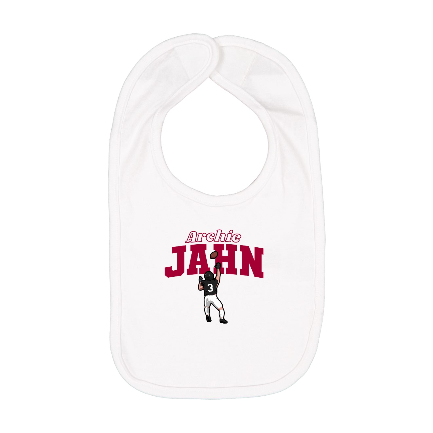 Infant Bib — Name Arch in White
