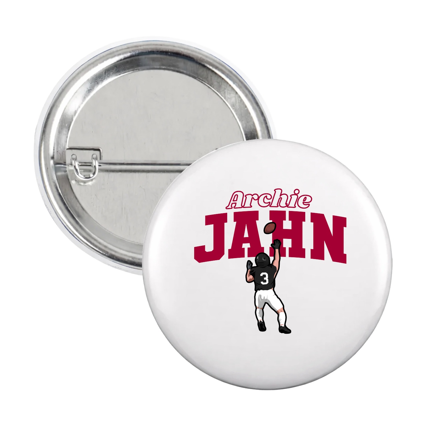 Game Day Button — Name Arch in White