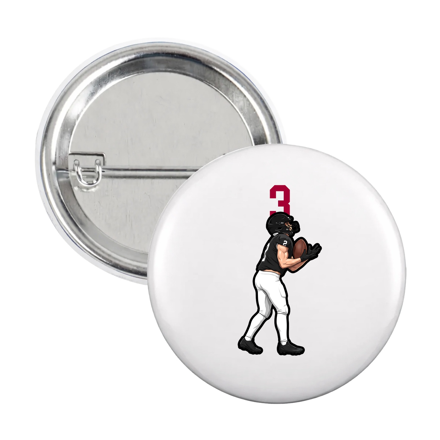 Game Day Button — Number Top in White