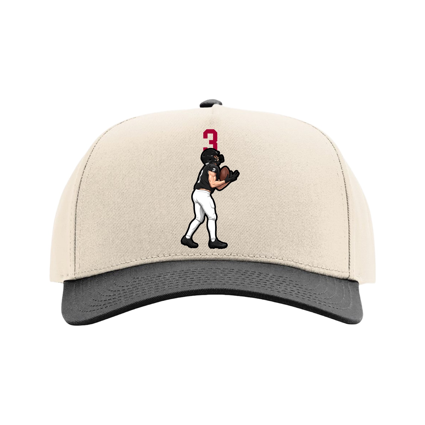 Full Fabric Five-Panel Champ Cap — Number Top in Cream/Black