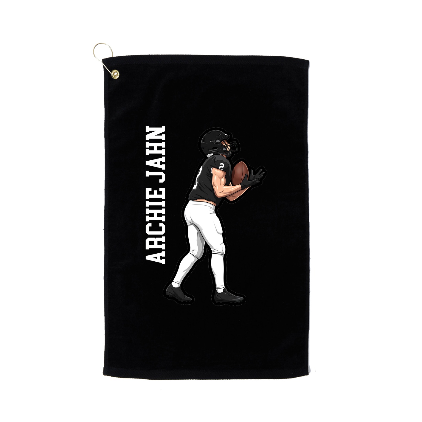Golf Towel — Name Vertical in Black