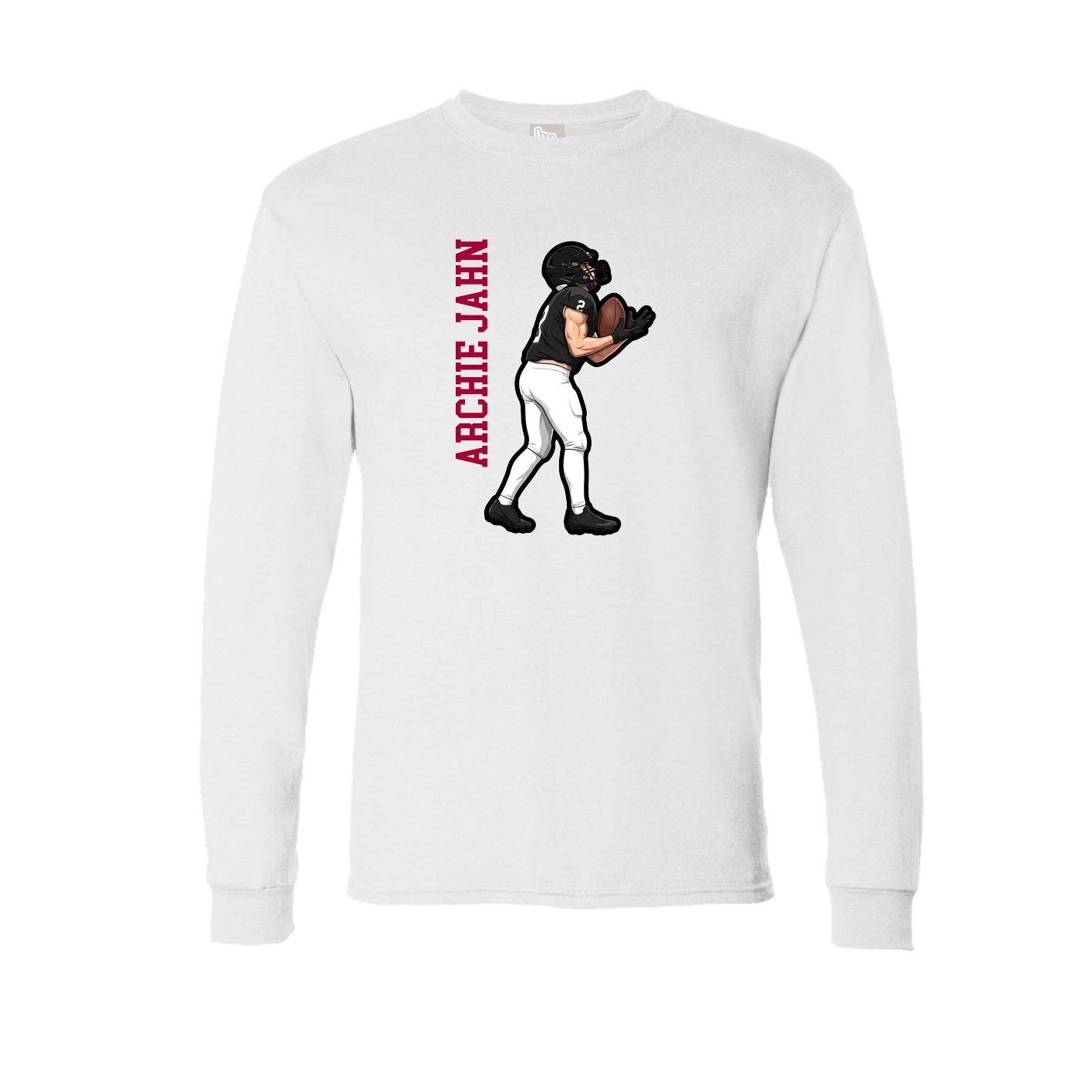 Long Sleeve Tee — Name Vertical in White