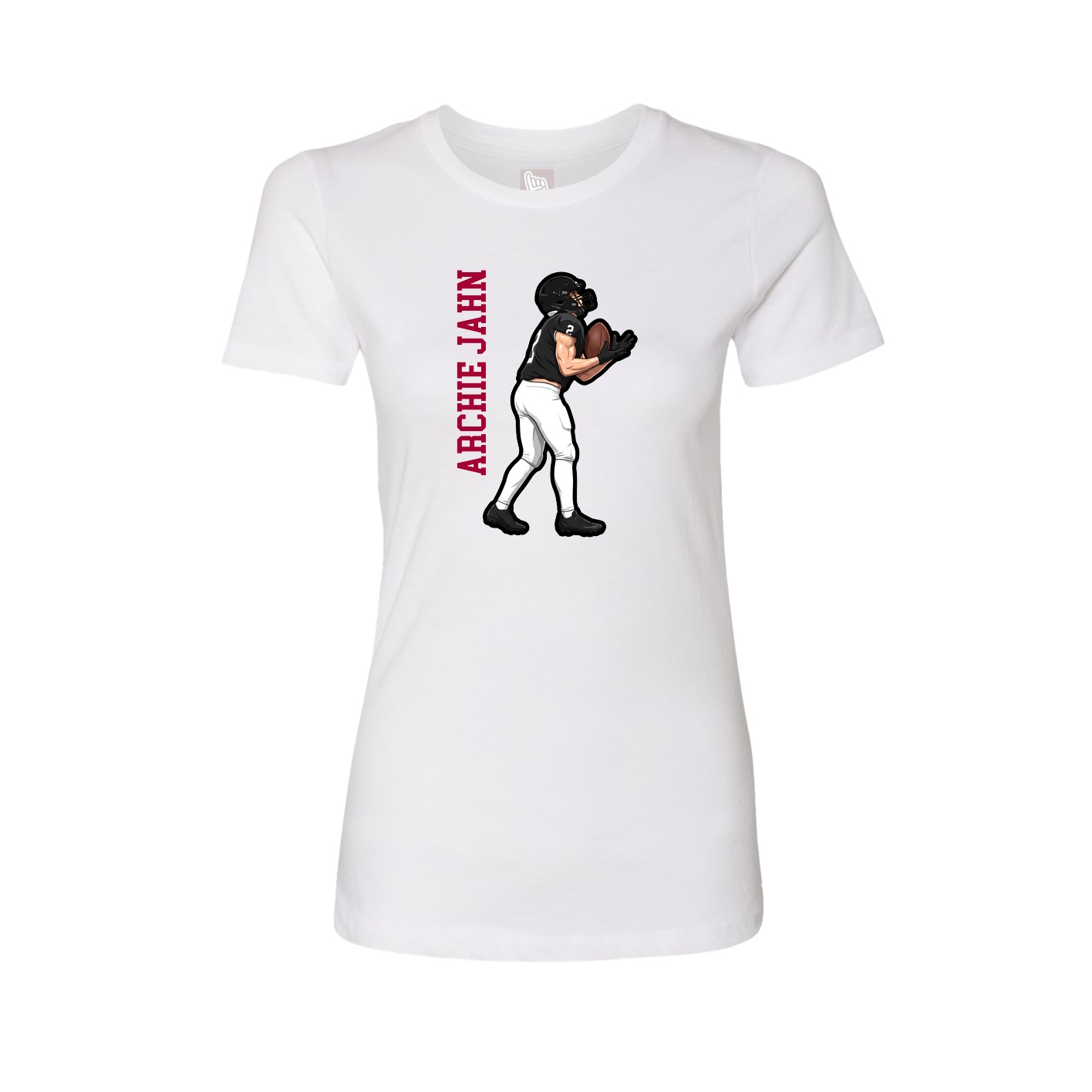 Womens Tee — Name Vertical in White