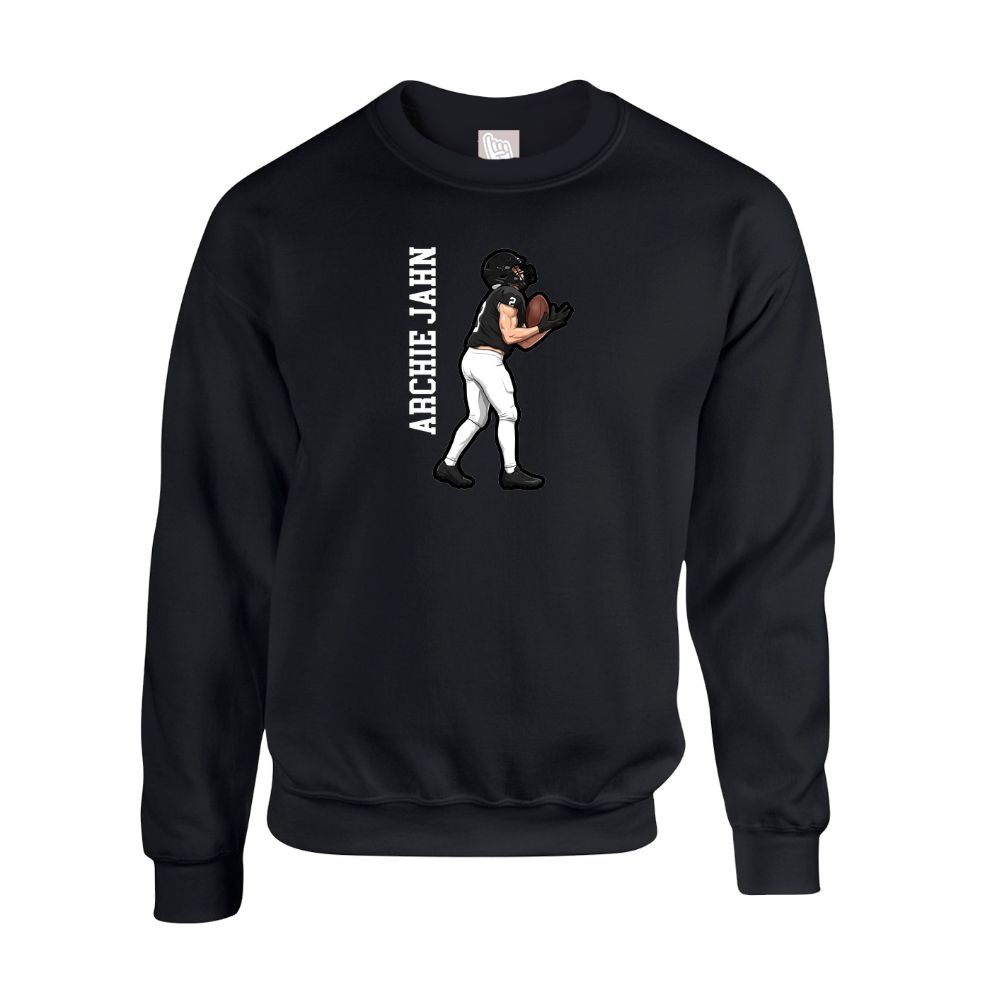 Fleece Crew — Name Vertical in Black