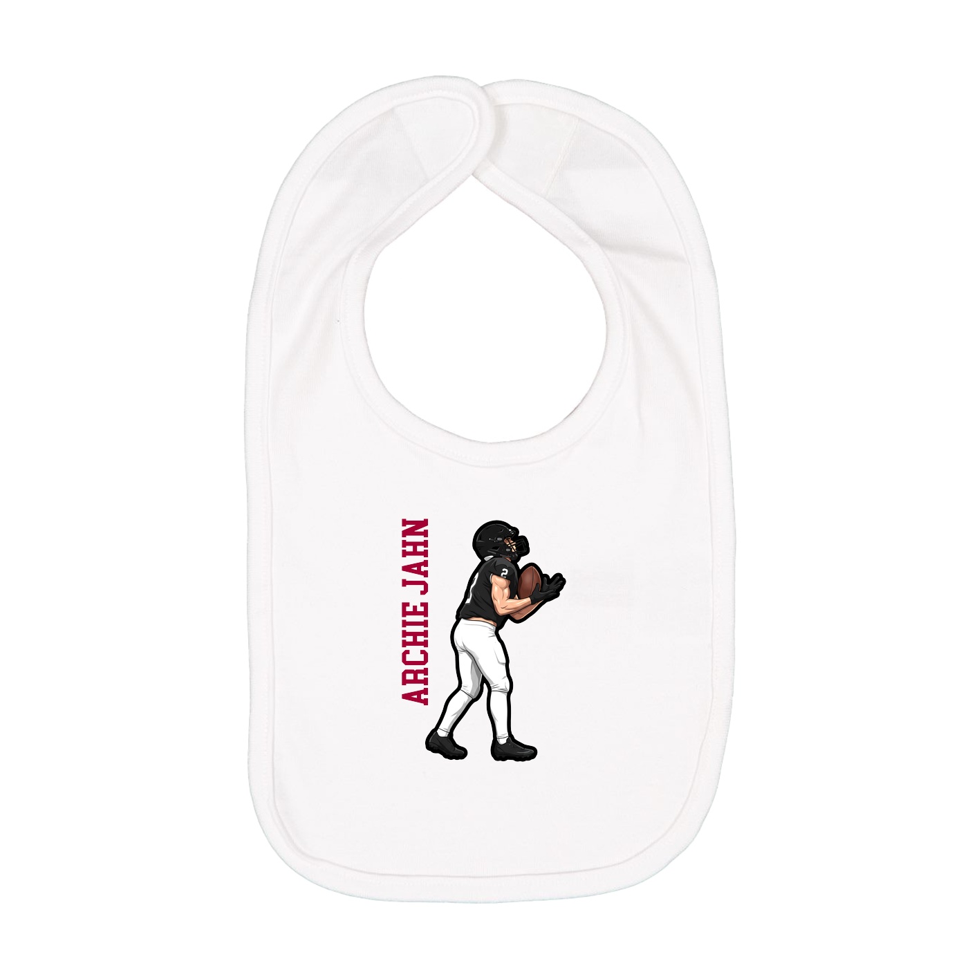 Infant Bib — Name Vertical in White