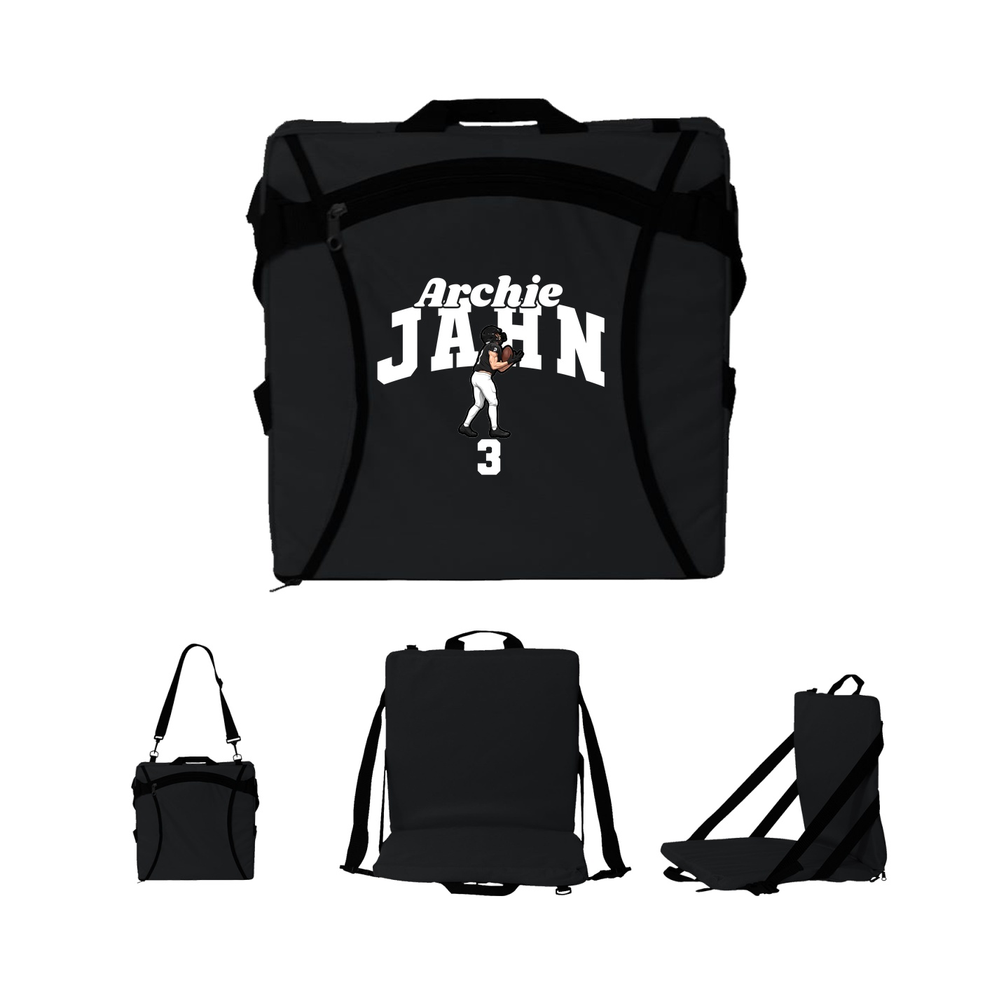 Folding Stadium Seat — Signature Arch in Black