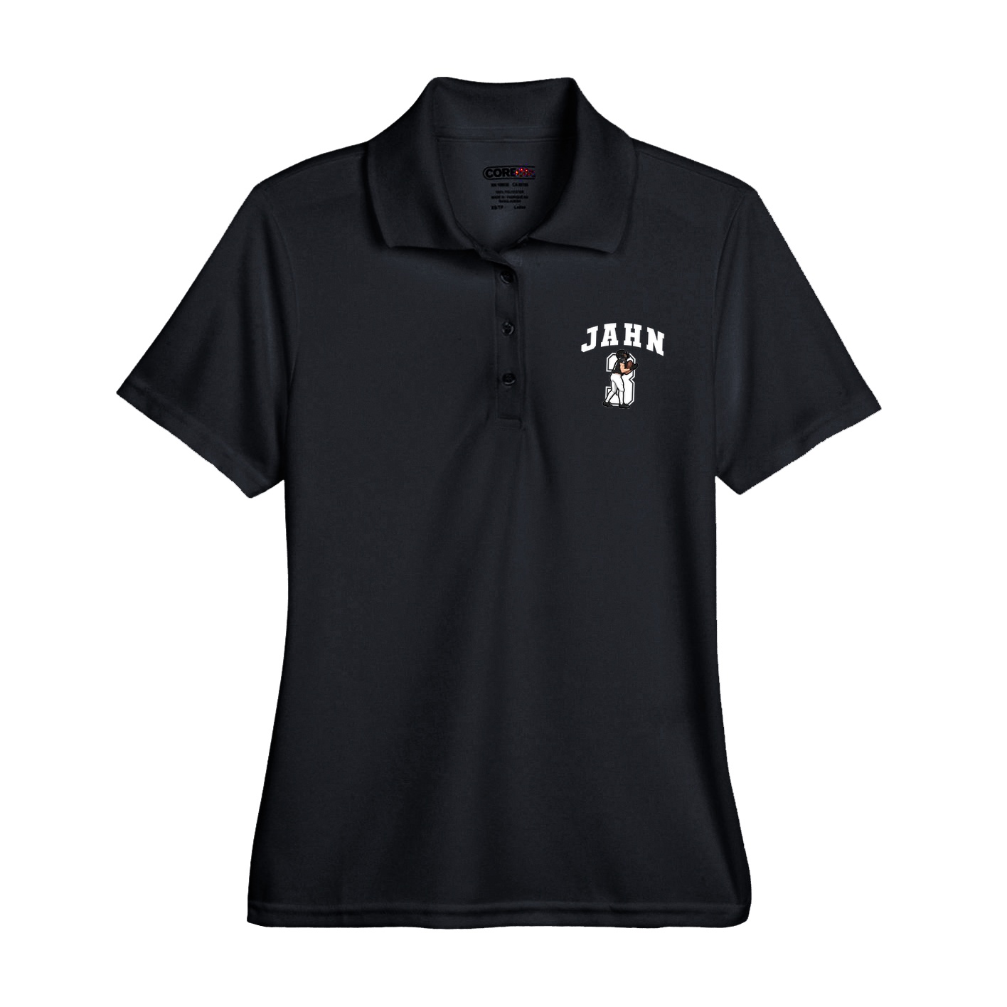 Womens Performance Polo — Number in Black
