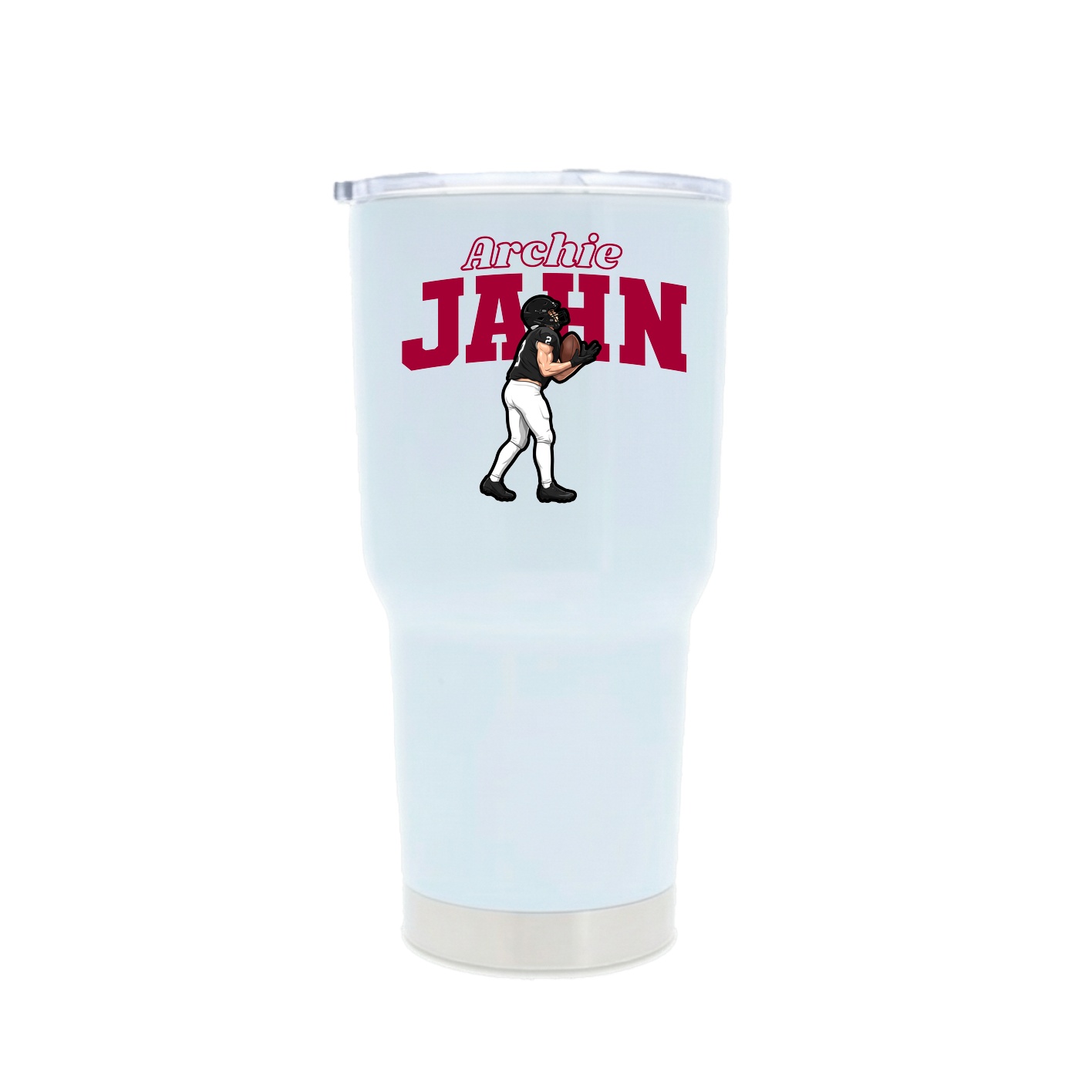 30oz Stainless Steel Tumbler — Name Arch in White