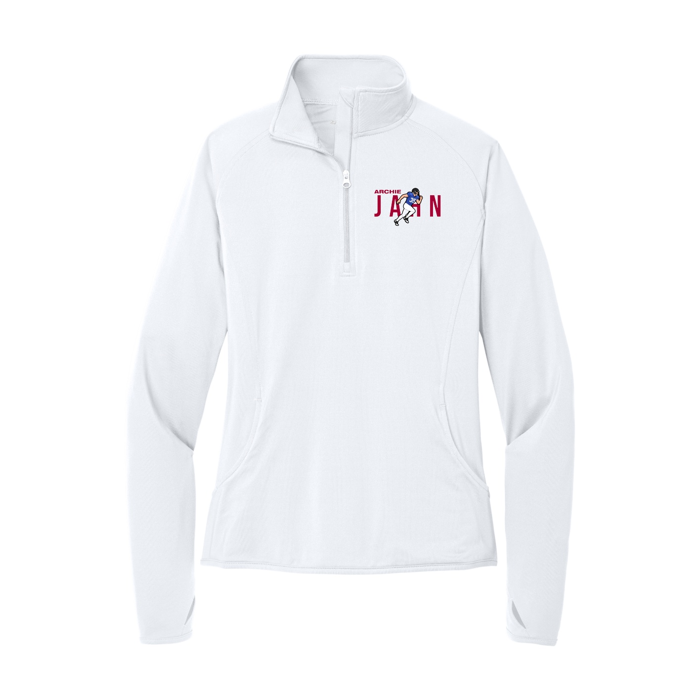 Women's Q-Zip Pullover — Player Name in White