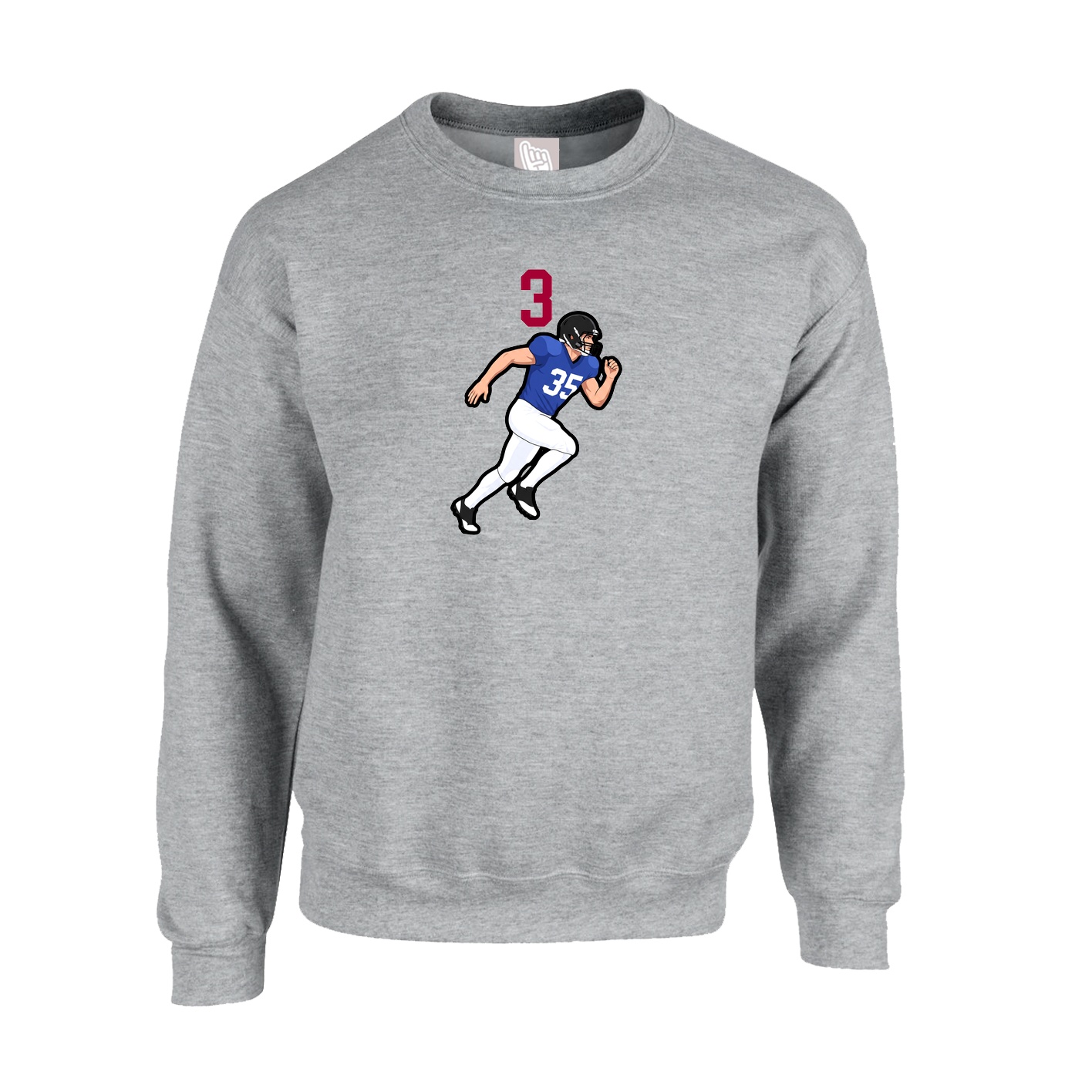 Fleece Crew — Number Top in Grey