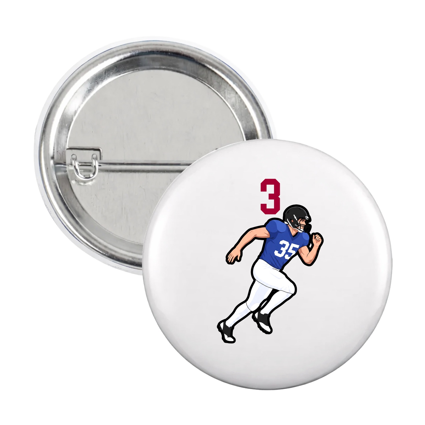 Game Day Button — Number Top in White