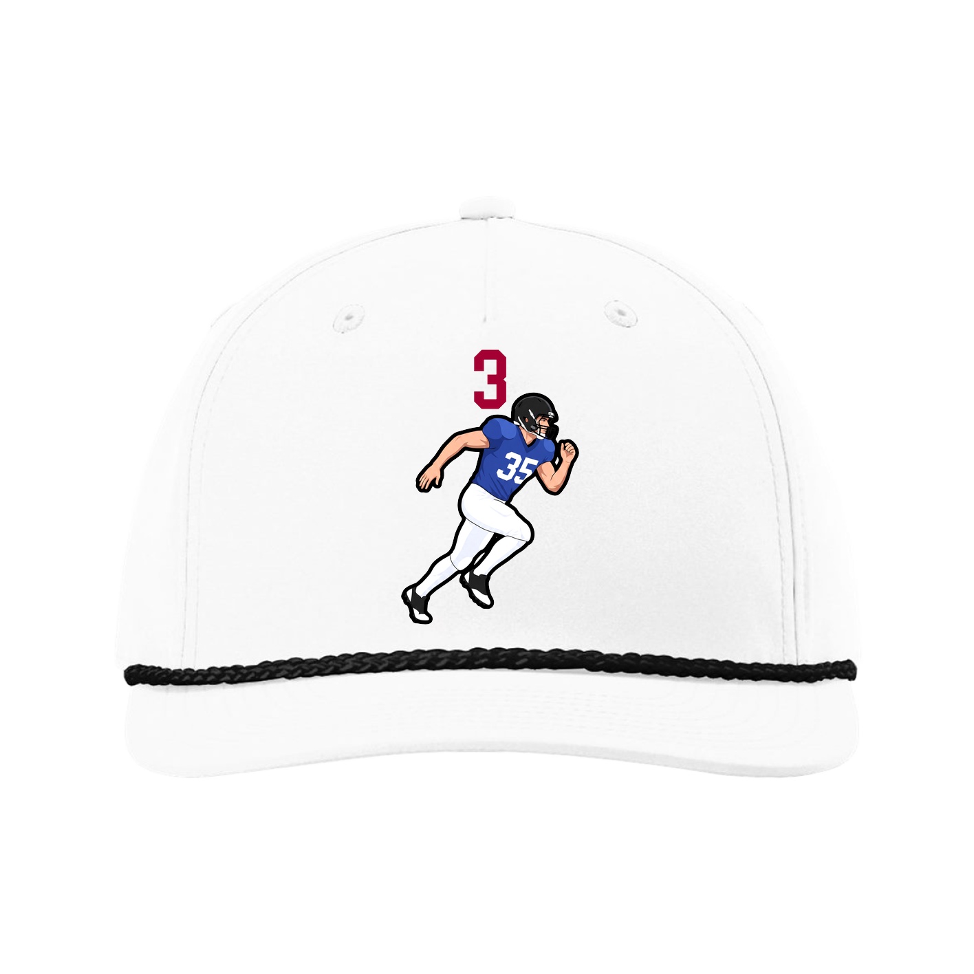 Five-Panel Classic Rope Cap — Number Top in White