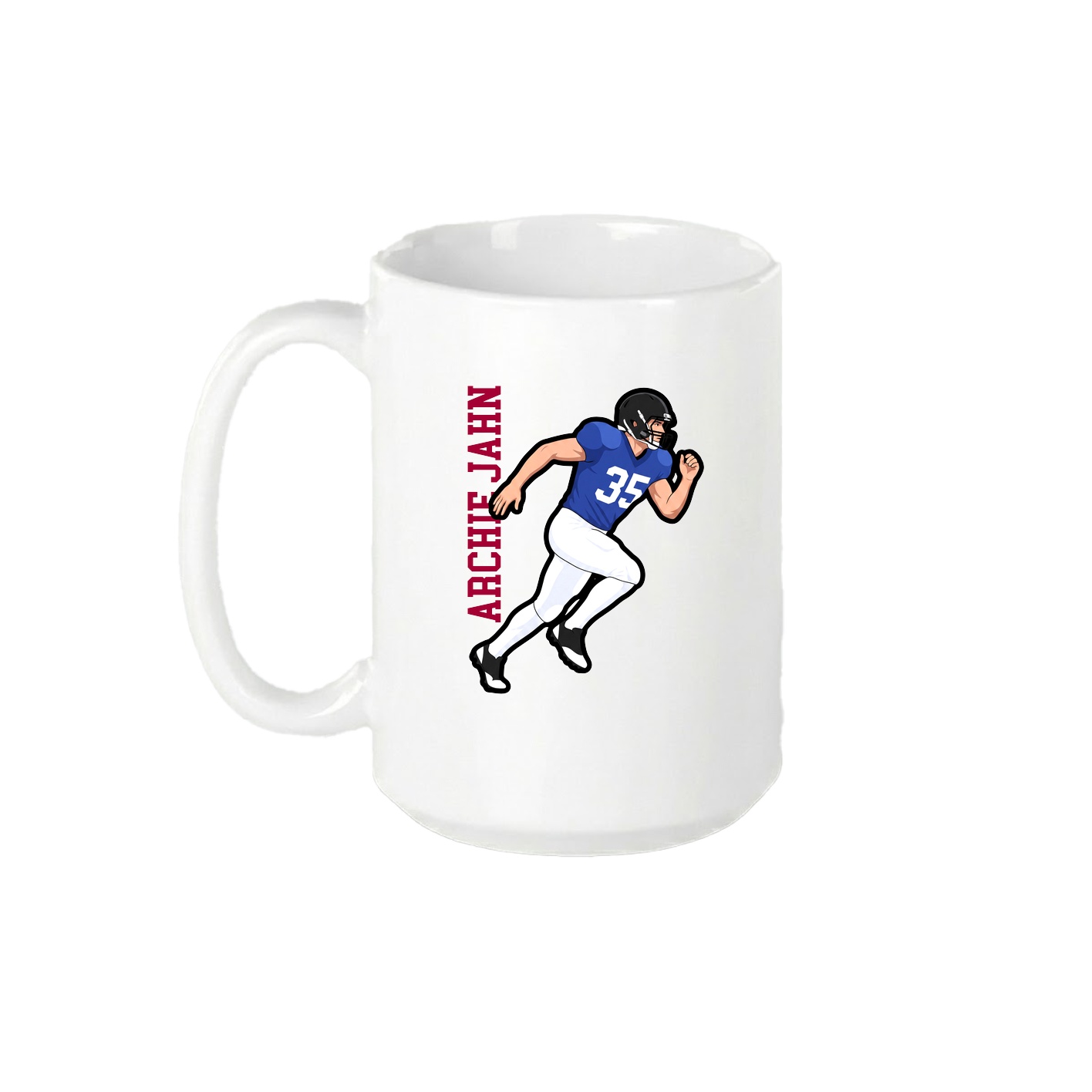 15oz Coffee Mug — Name Vertical in White