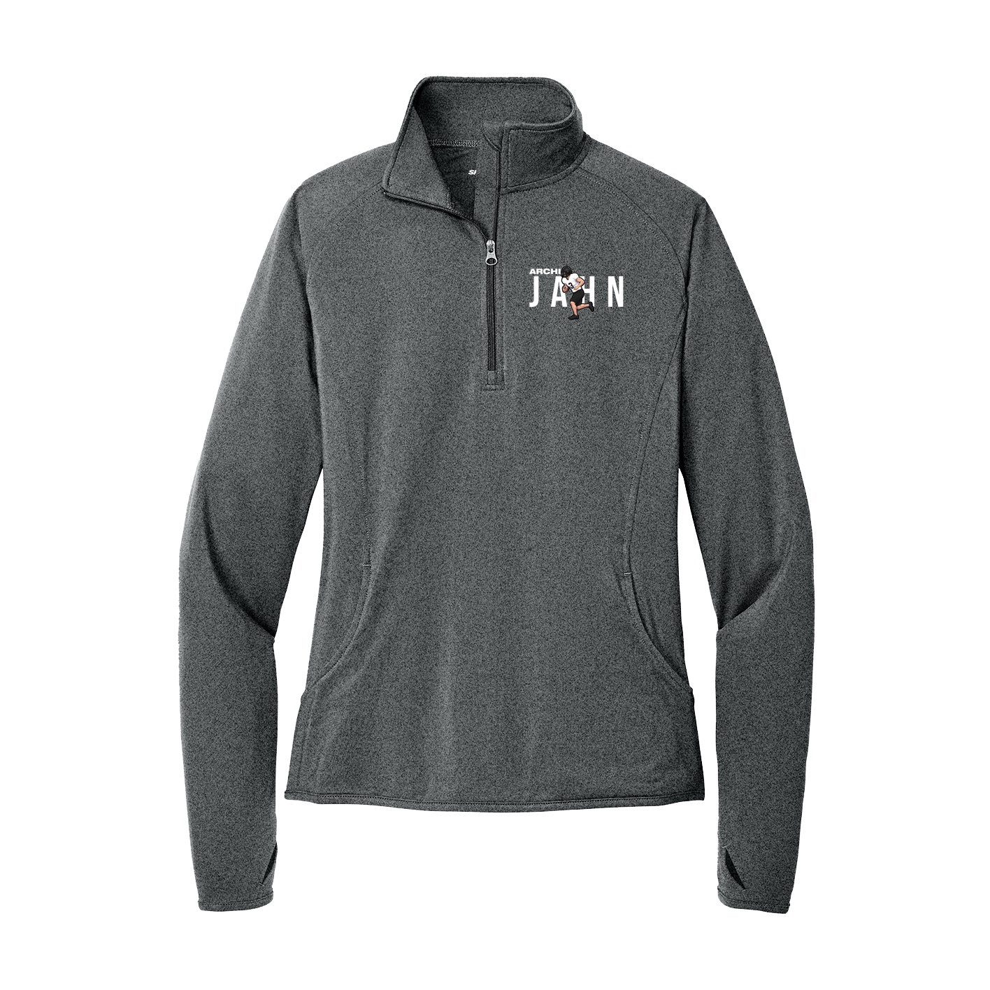 Women's Q-Zip Pullover — Player Name in Grey