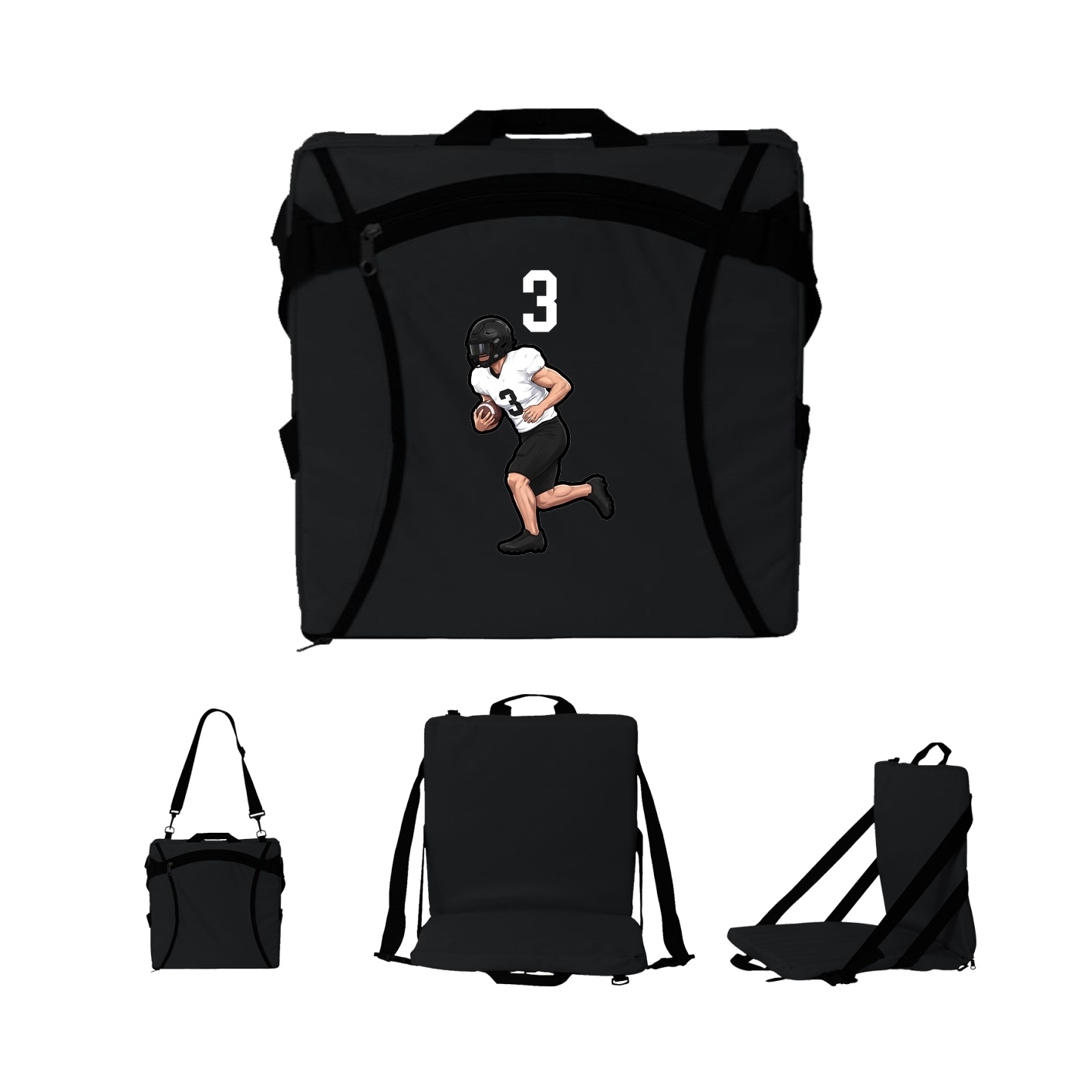 Folding Stadium Seat — Number Top in Black