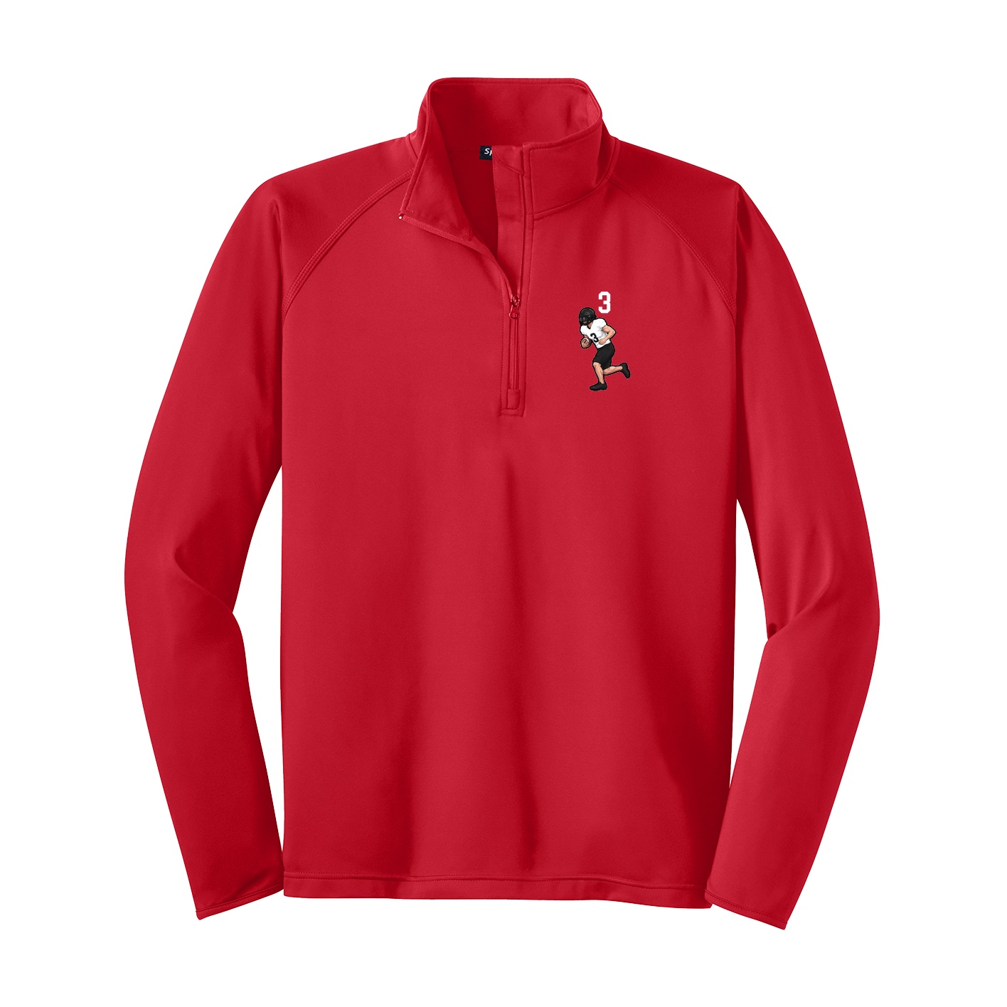Q-Zip Pullover — Number Top in Red