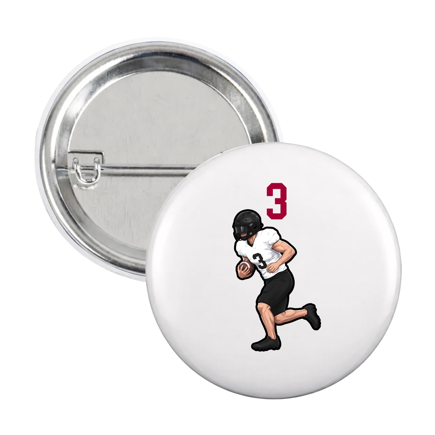 Game Day Button — Number Top in White