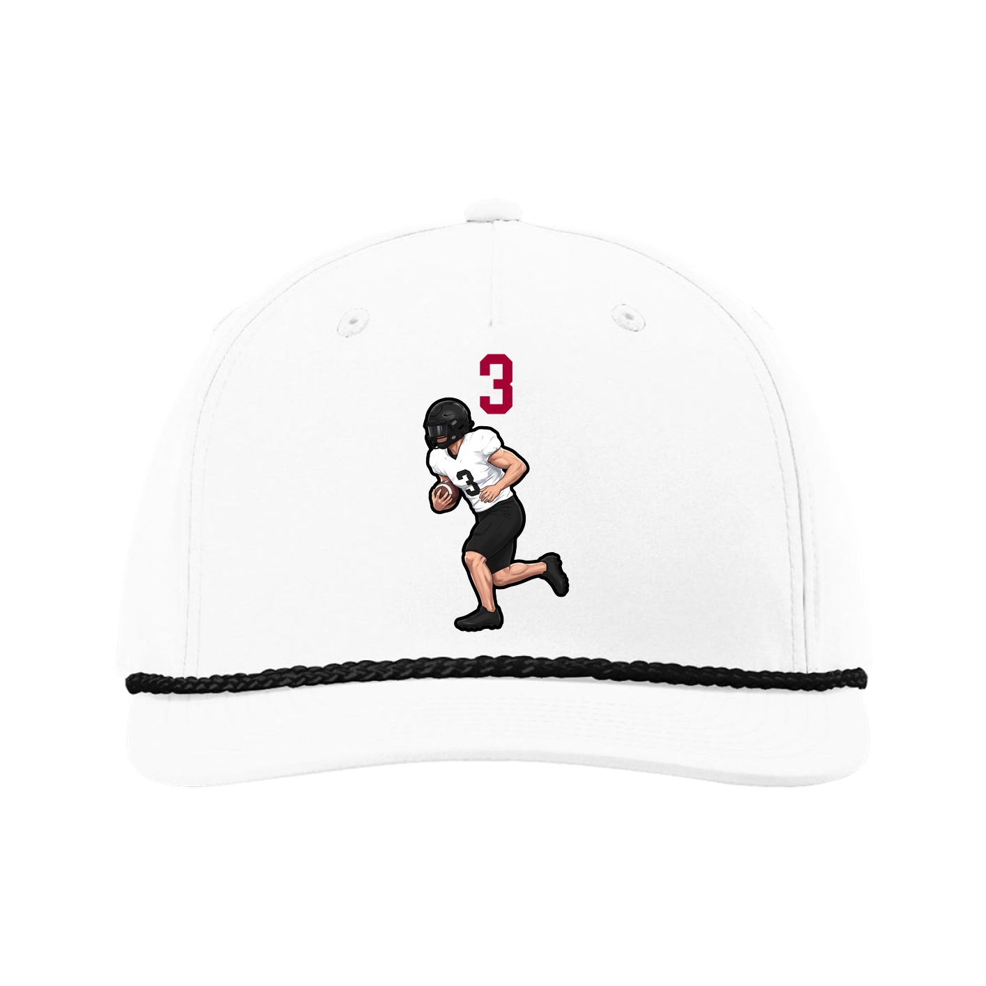 Five-Panel Classic Rope Cap — Number Top in White