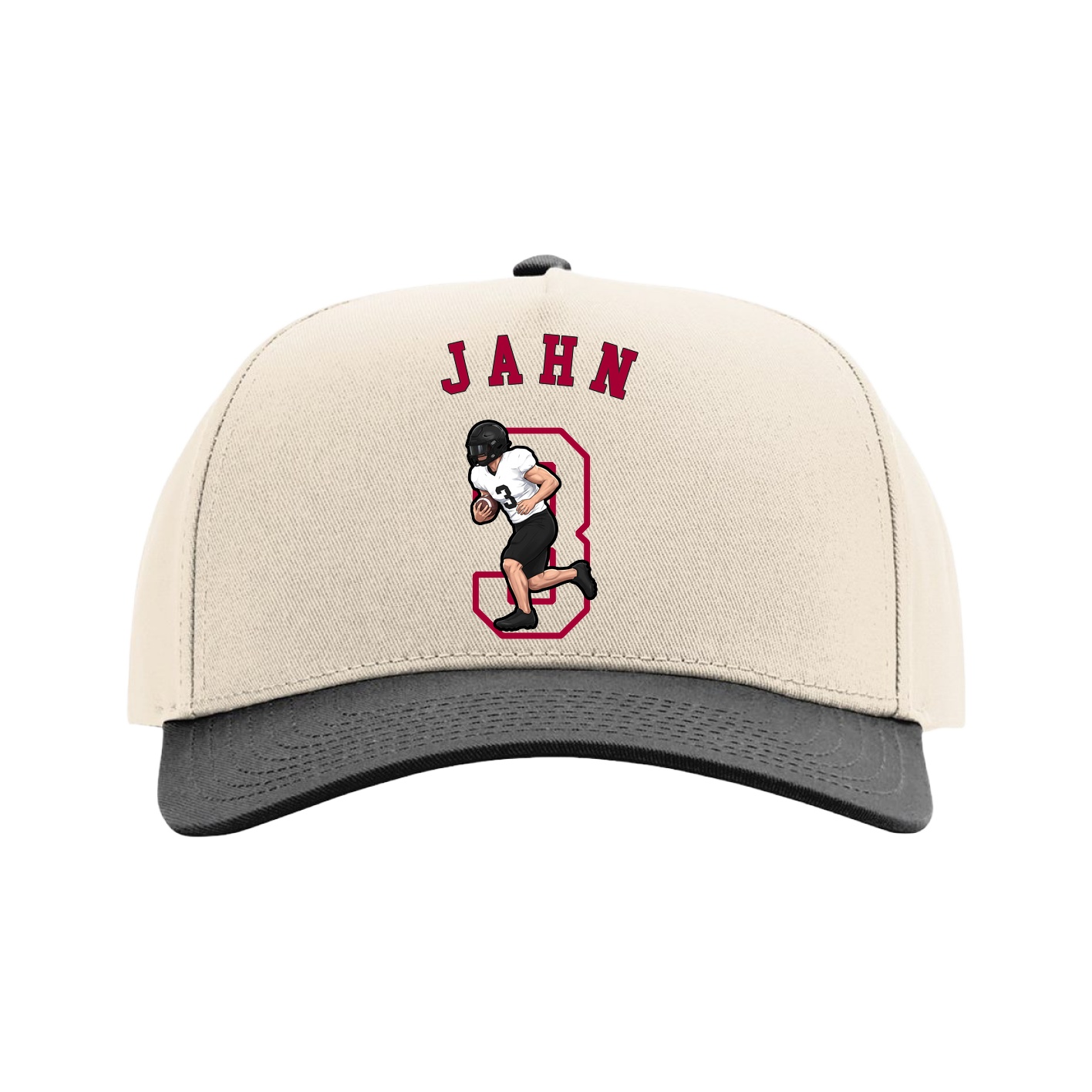Full Fabric Five-Panel Champ Cap — Shirsey Arch in Cream/Black