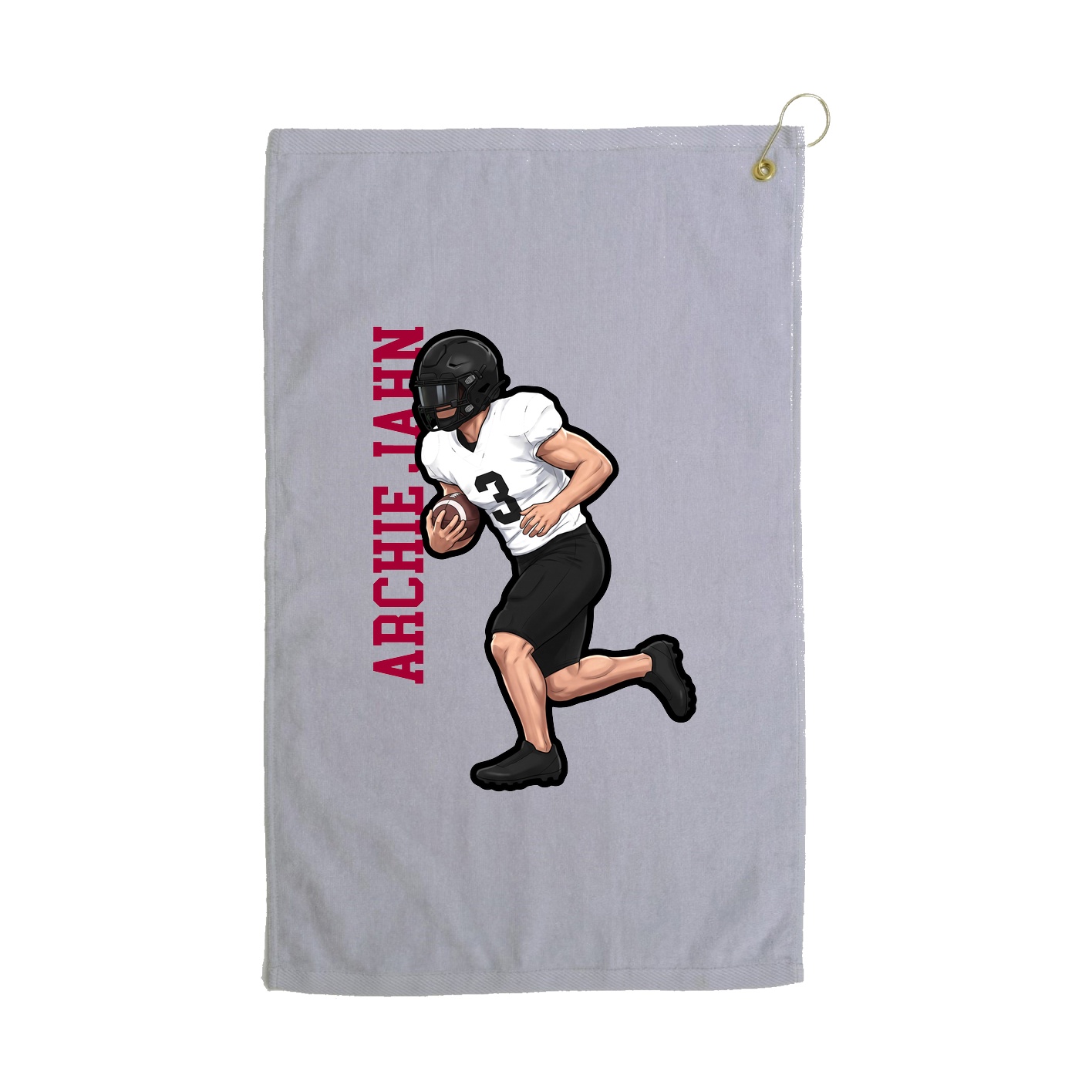 Golf Towel — Name Vertical in Grey