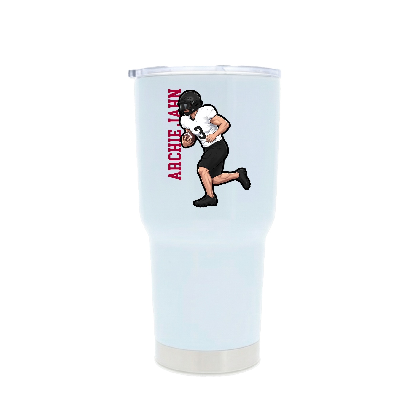 30oz Stainless Steel Tumbler — Name Vertical in White