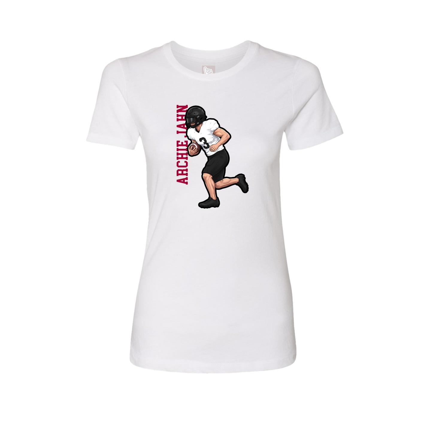 Womens Tee — Name Vertical in White